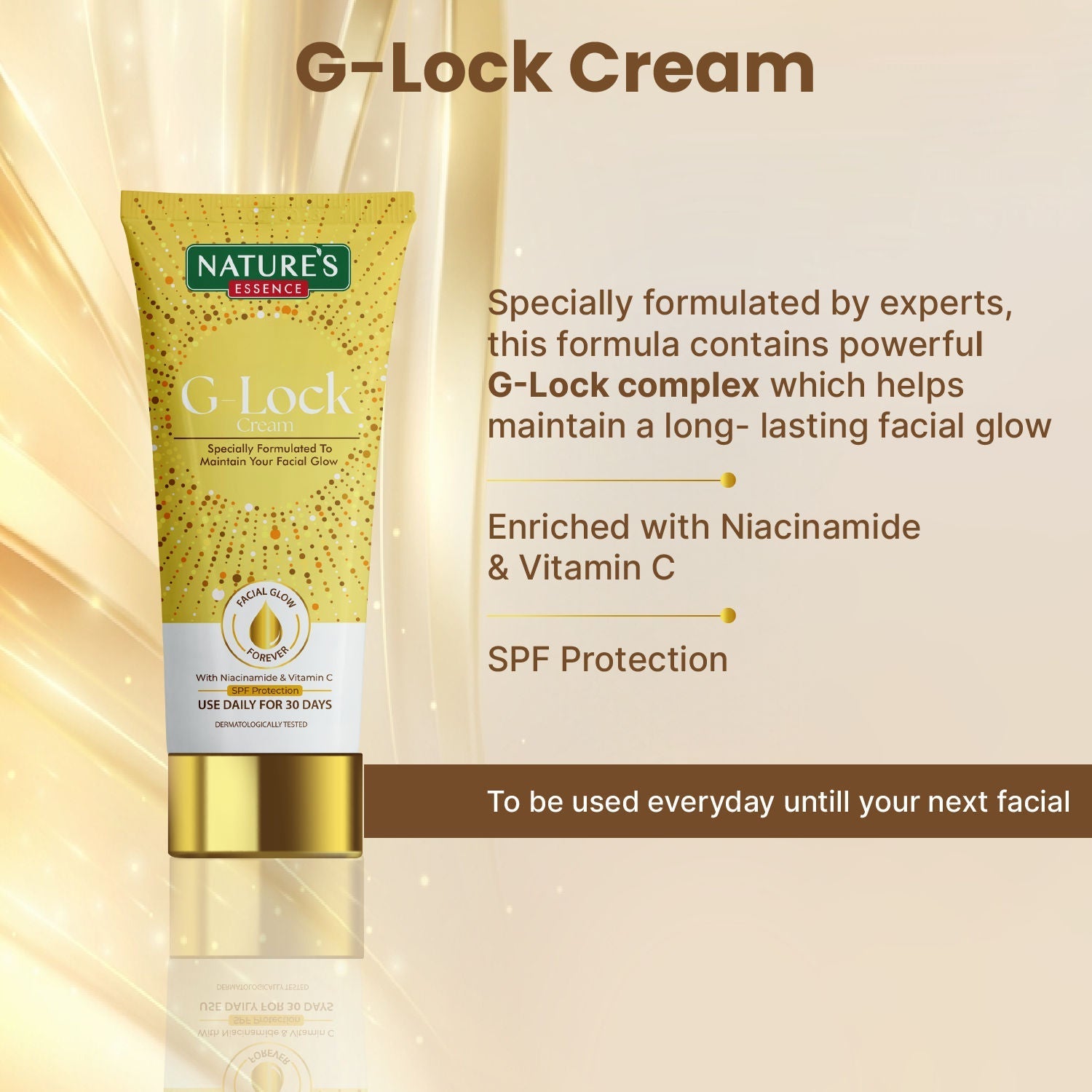Nature's Essence Glowing Gold++ Facial Kit With Free Glock Cream, 75ml+25ml Buy at Indicrest Image 8