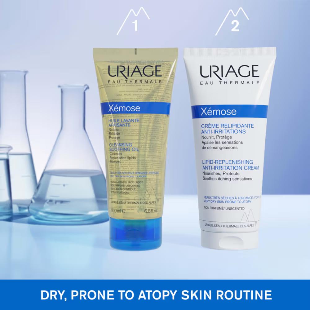 Uriage Xemose Dermatological Body Wash Cleansing Oil Dry Skin Prone to Atopic Eczema for Face & Body, 200ml