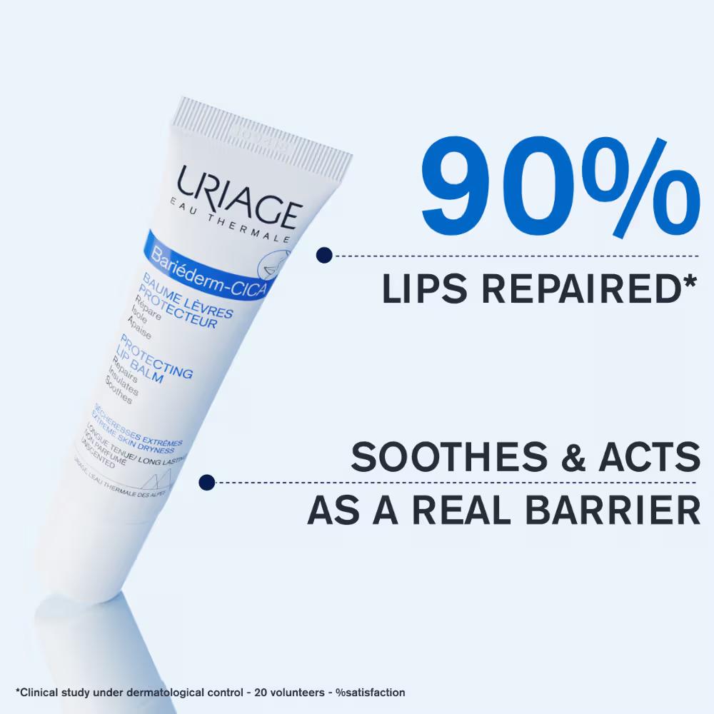 Uriage Bariederm-Cica Protecting Dermat Recommended Lip Balm Repairs Soothes Chapped Damaged Lips, 15ml