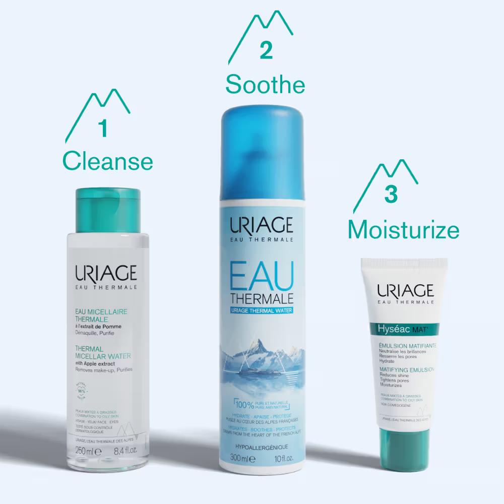 Uriage Thermal Micellar Water Normal - Dry Skin Removes Makeup From Face & Eyes Dermat Recommended, 250ml