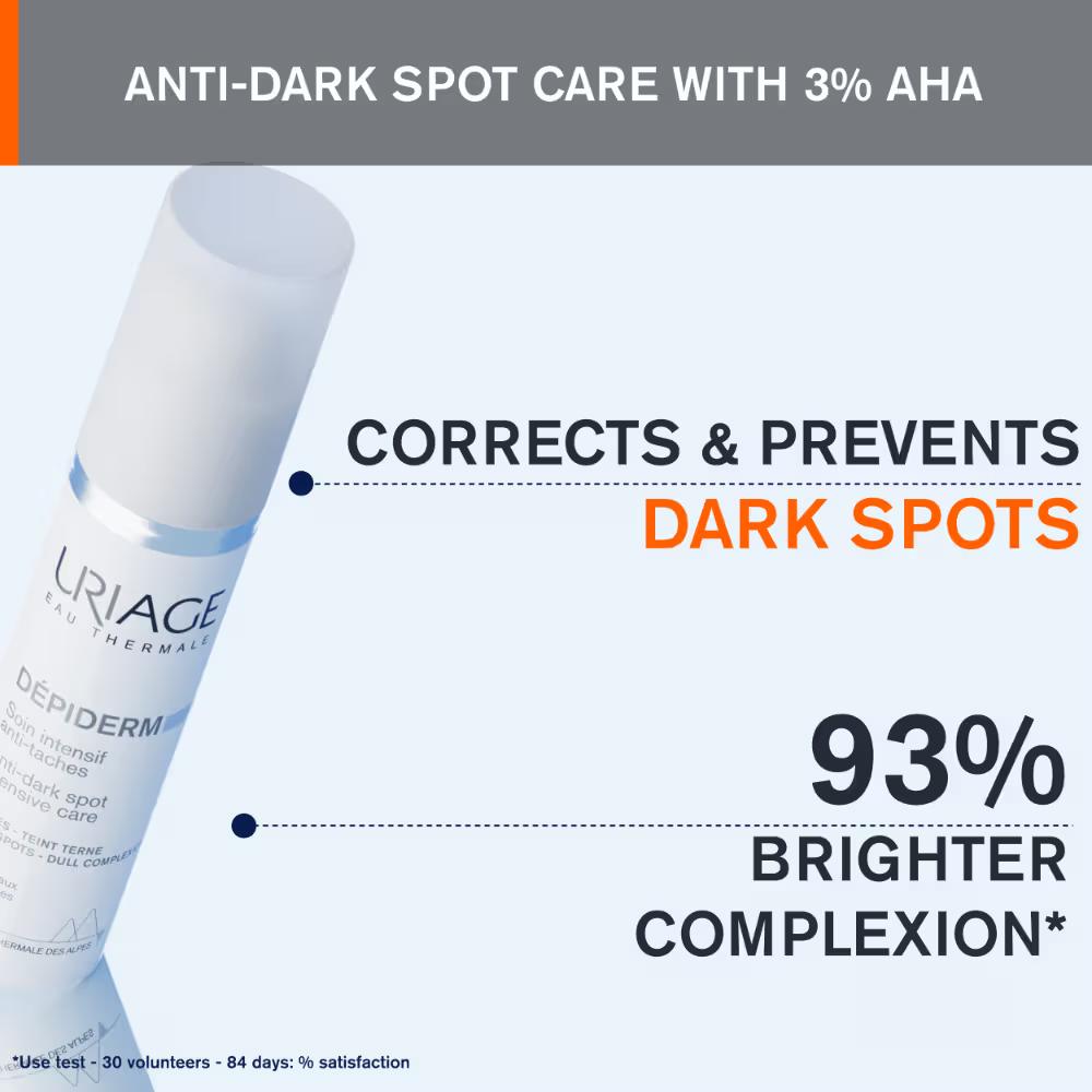Uriage Depiderm Anti-Dark Spot Face Cream 3% AHA & Vitamin C for Melasma Prevents Dark Spots, 30ml