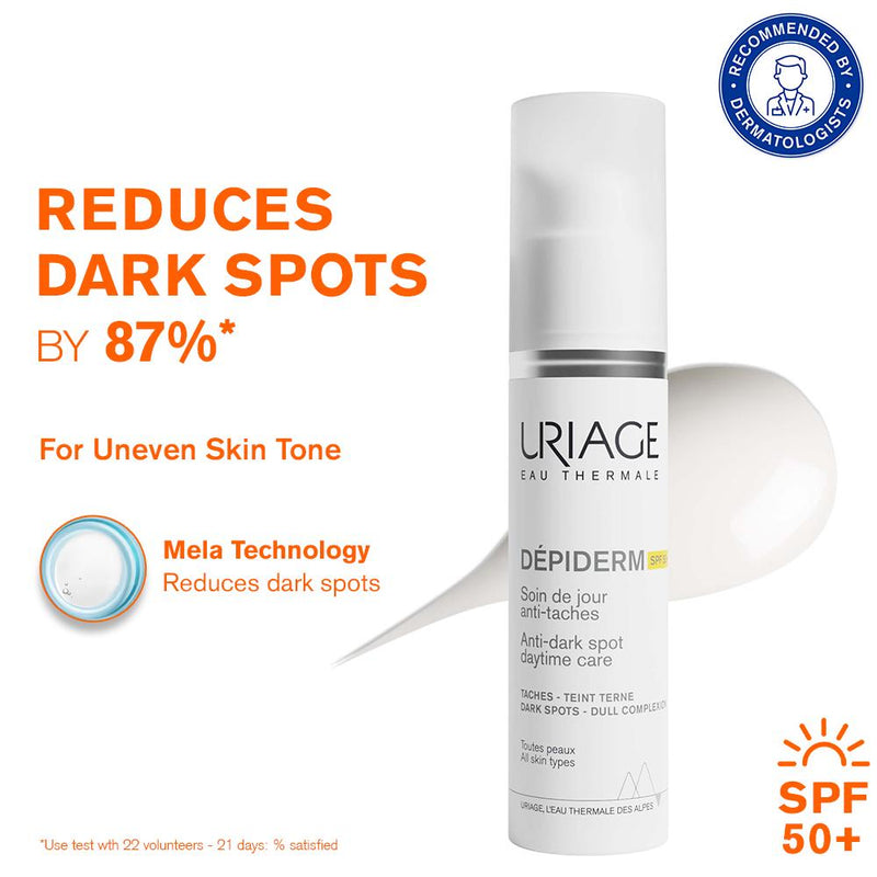 Uriage Depiderm Anti-Dark Spot Day Face Cream SPF 50+ Vitamin C Reduces Melasma Boosts Radiance, 30ml, Buy from Indicrest