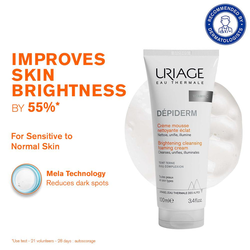 Uriage Depiderm Brightening Face Wash with Vitamin C Niacinamide Boosts Radiance Reduces Melasma, 100ml, Buy from Indicrest