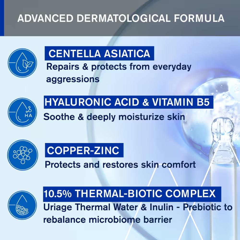Uriage Cica-Daily Repairing Gel Face Cream Rejuvenates Skin Centella Asiatica Hyaluronic Acid Cu-Zn, 40ml