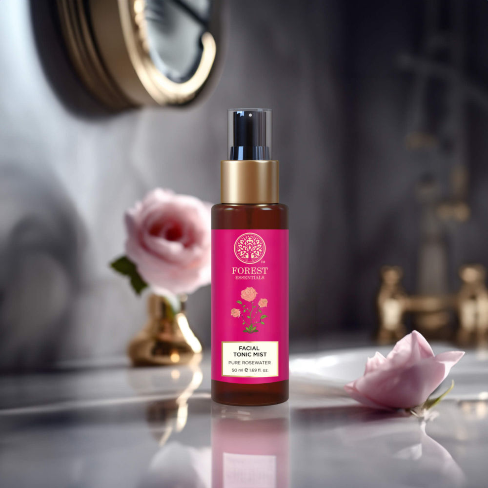 Forest Essentials Facial Tonic Mist with Pure Rosewater - Toner - Hydrates & Minimises Pores, 50ml