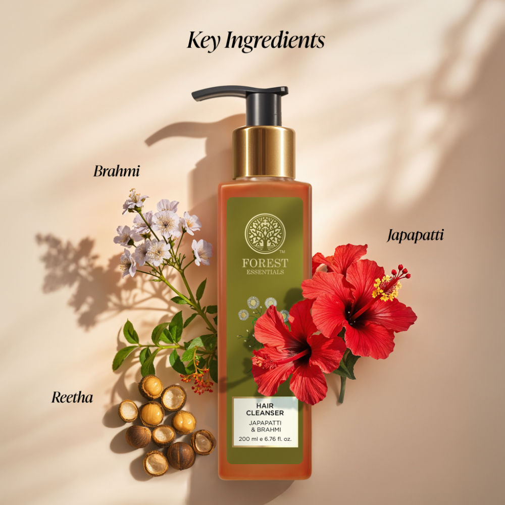 Forest Essentials Hair Cleanser Japapatti & Brahmi - Ayurvedic Anti Frizz Shampoo Sulphate Free, 200ml
