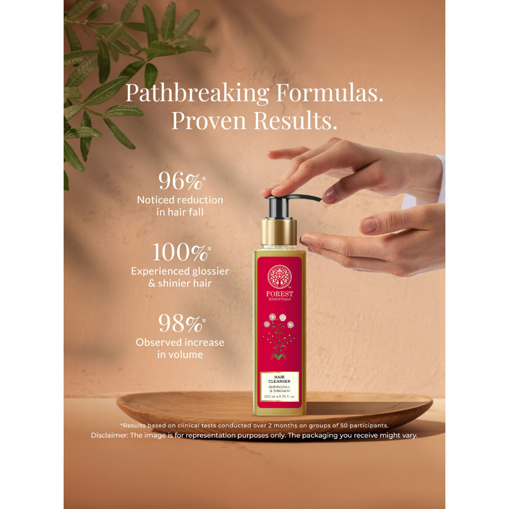 Forest Essentials Hair Cleanser Bhringraj & Shikakai - Ayurvedic Anti Dandruff Shampoo Sulphate Free, 50ml