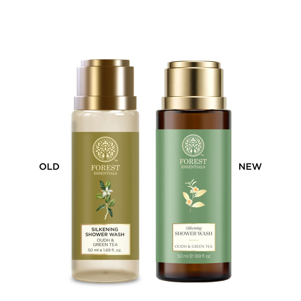Forest Essentials Silkening Shower Wash Oudh & Green Tea - Ayurvedic Body Wash Paraben Sulphate Free, 50ml