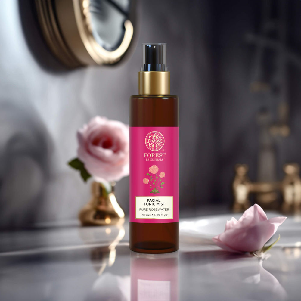 Forest Essentials Facial Tonic Mist with Pure Rosewater - Toner - Hydrates & Minimises Pores, 130ml