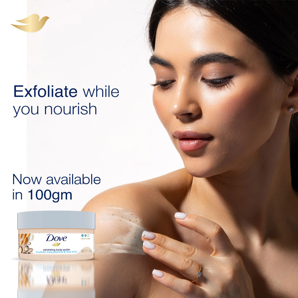 Dove Exfoliating Body Polish - Crushed Macadamia & Rice Milk (Pack of 3), 300g Buy at Indicrest Image 2