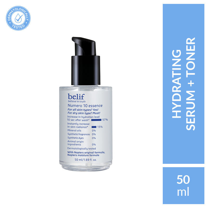 belif Numero10 Essence - Korean Vegan Water Toner & Brightening Serum for Glass Skin & Hydrated Glow, 50ml, Buy from Indicrest
