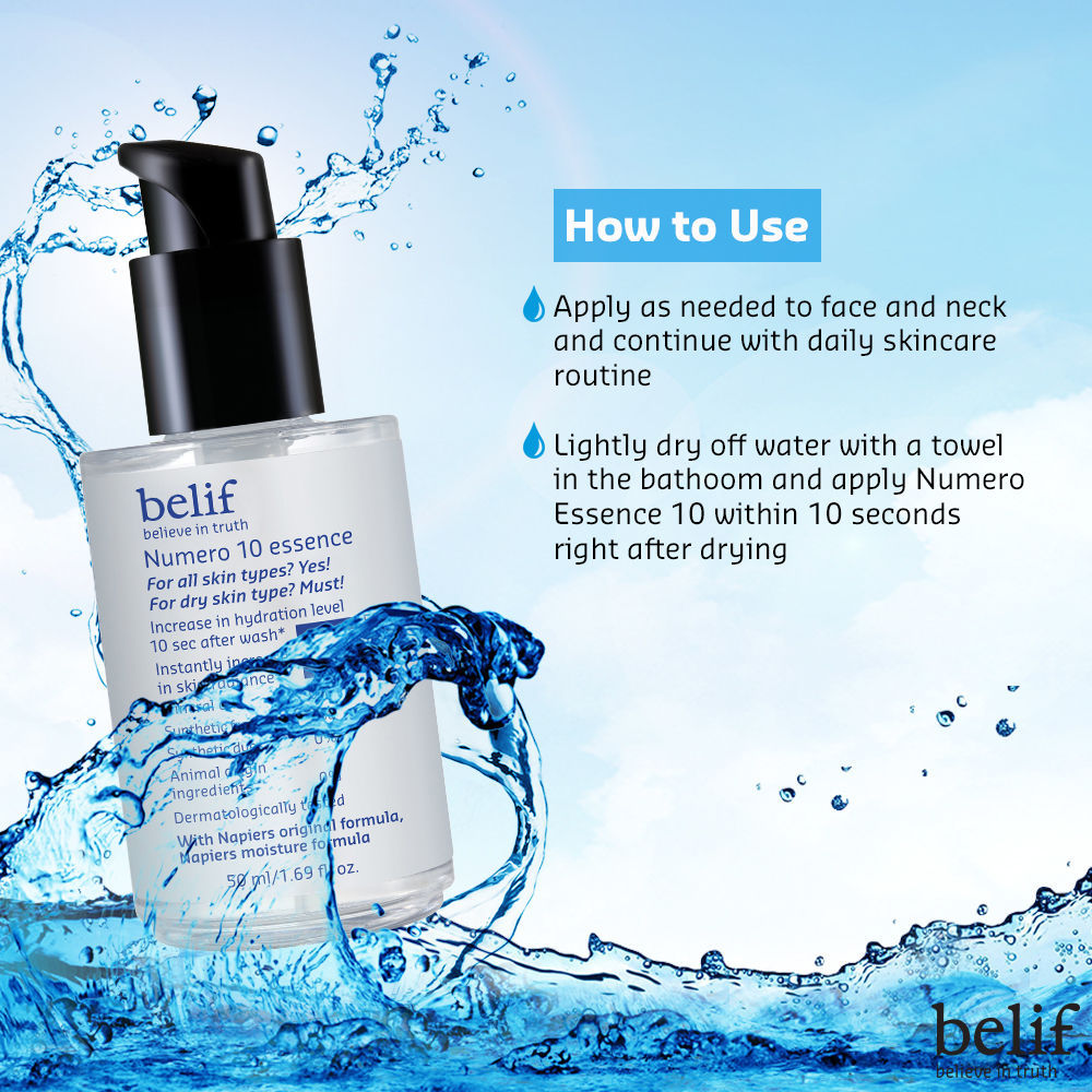 belif Numero10 Essence - Korean Vegan Water Toner & Brightening Serum for Glass Skin & Hydrated Glow, 50ml