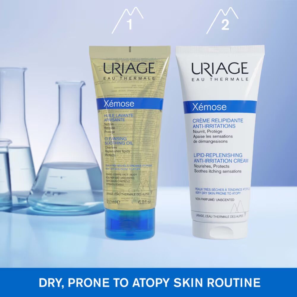 Uriage Xemose Anti-Irritation Body Cream Dry Skin Prone to Atopic Eczema Dermatologist Recommended, 200ml