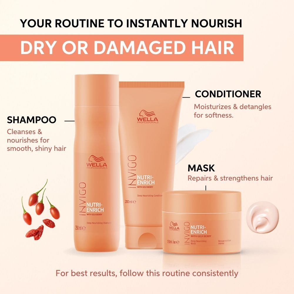 Wella Professionals Invigo Nutri Enrich Hair Mask For Dry, Frizzy & Damaged Hair With Goji Berry, 150ml Buy at Indicrest Image 8