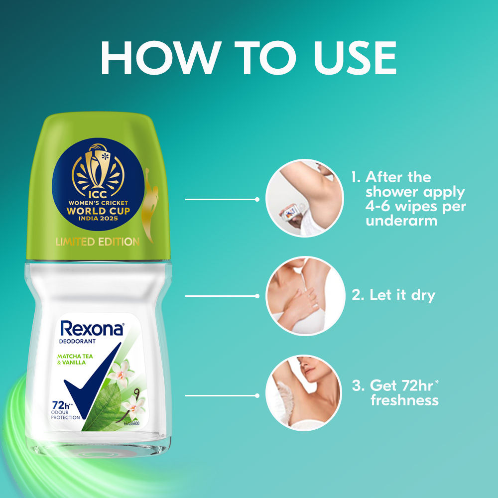 Rexona Antiperspirant Roll-On, Matcha Tea & Vanilla (Pack of 2) Buy at Indicrest Image 9