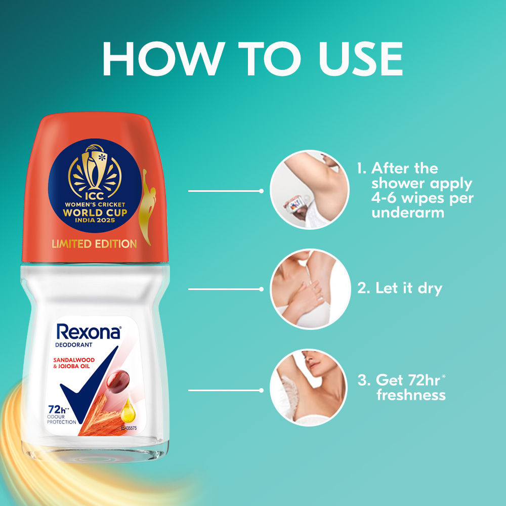 Rexona Antiperspirant Roll-On, Sandalwood & Jojoba Oil (Pack of 3) Buy at Indicrest Image 9