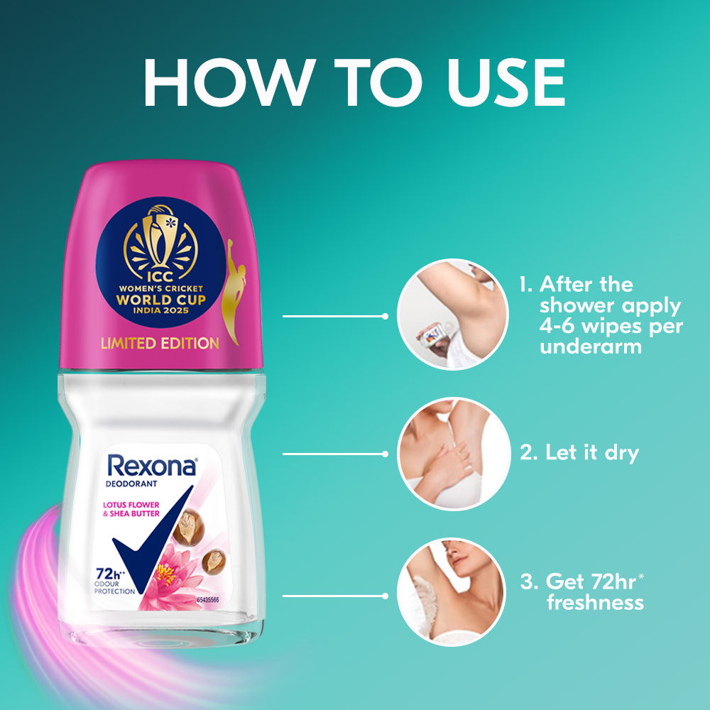 Rexona Lotus Flower & Shea Butter And Sandalwood & Jojoba Oil Antiperspirant Roll-On (Pack of 2) Buy at Indicrest Image 9