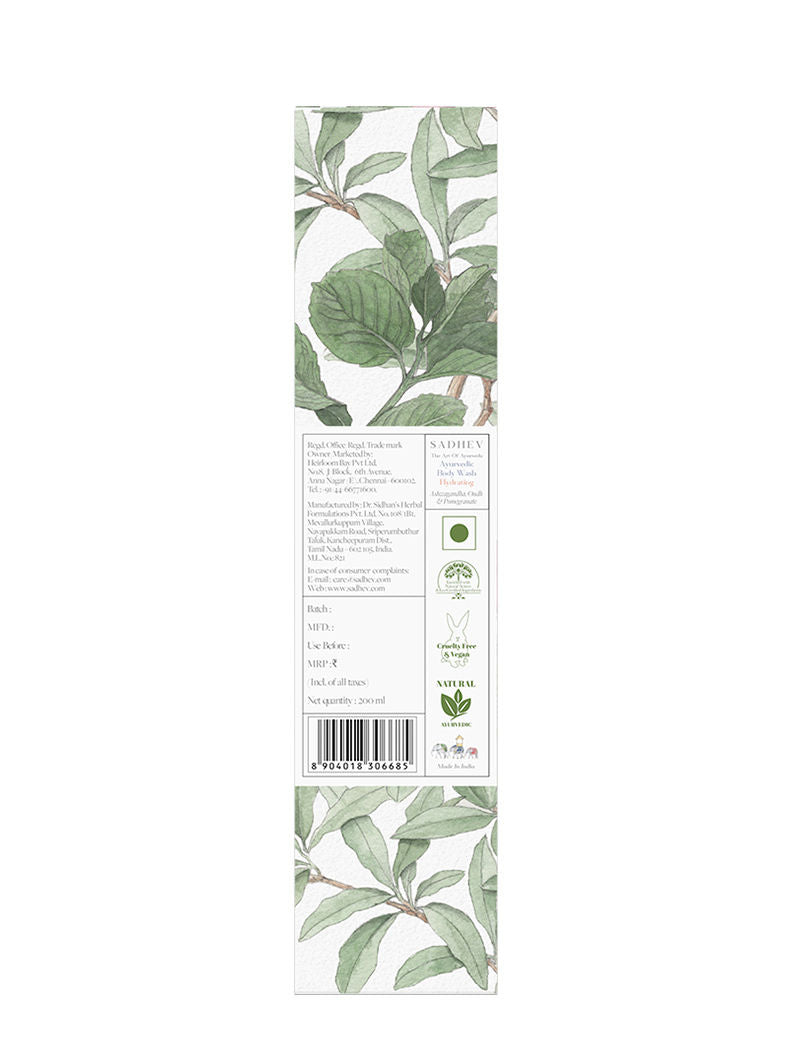 SADHEV Ayurvedic Ashwagandha, Oudh & Pomegrate Hydrating Body Wash, 200ml