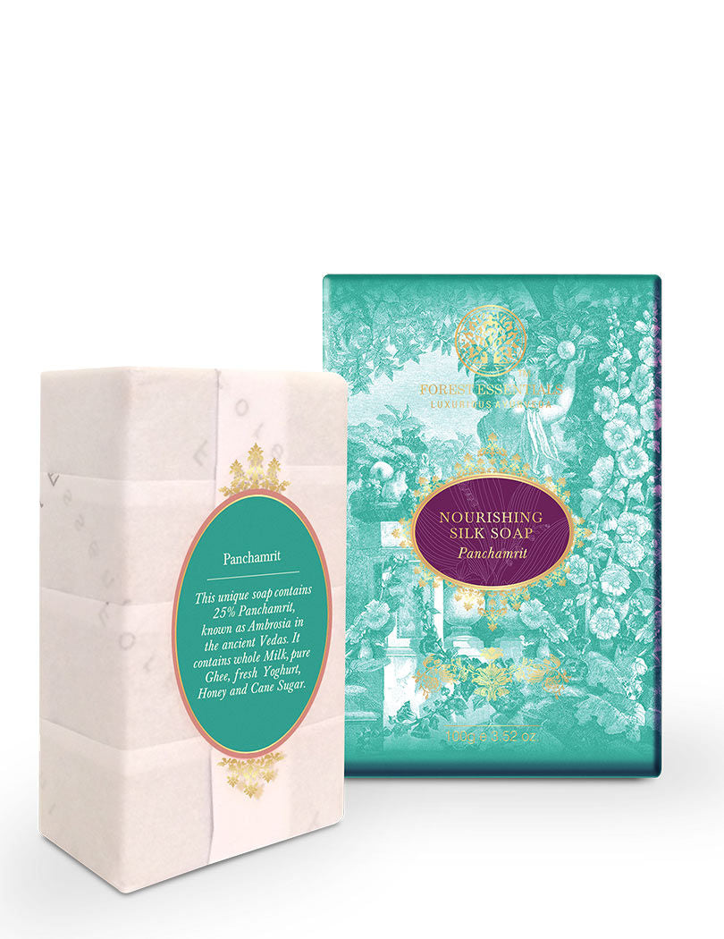 Forest Essentials Nourishing Silk Soap Panchamrit Ayurvedic Luxury Handmade Soap for Bath, 100g