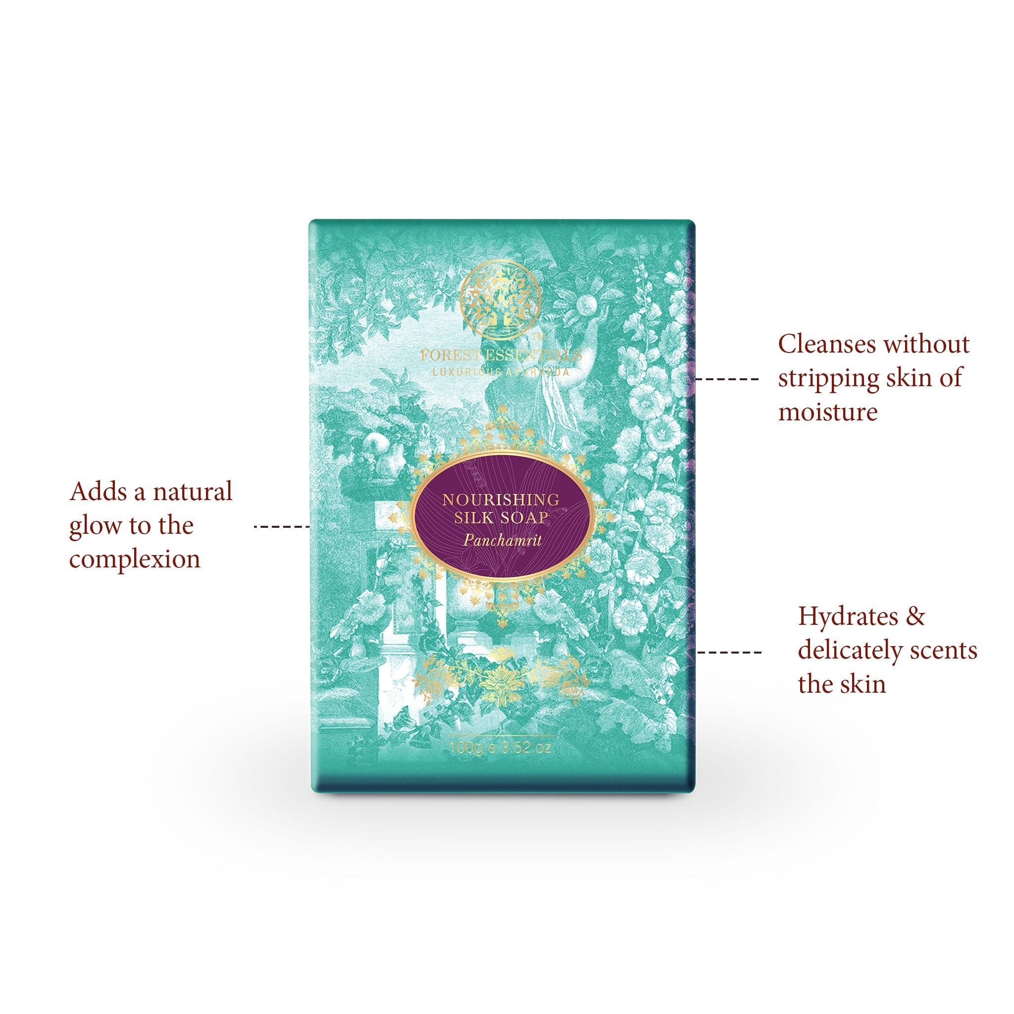 Forest Essentials Nourishing Silk Soap Panchamrit Ayurvedic Luxury Handmade Soap for Bath, 100g