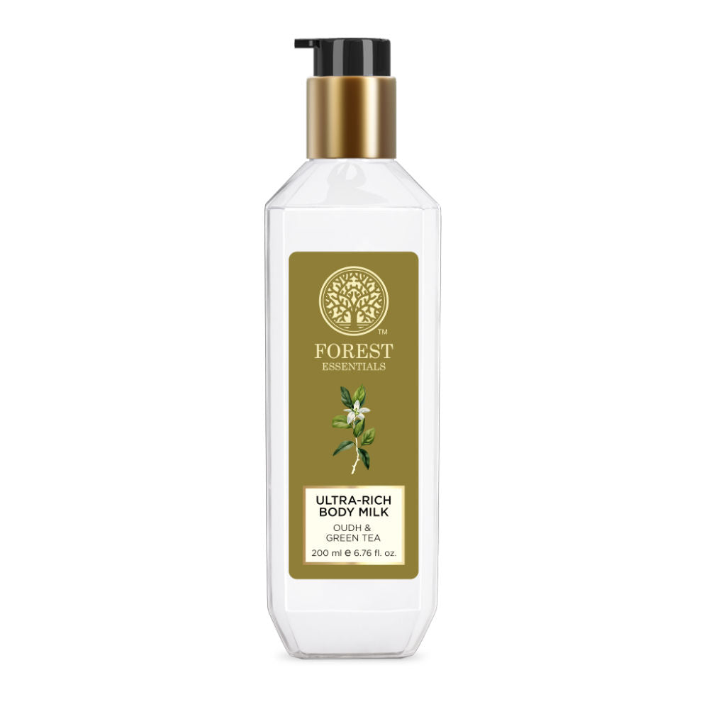 Forest Essentials Ultra Rich Body Milk - Oudh & Green Tea, 200ml, Buy from Indicrest