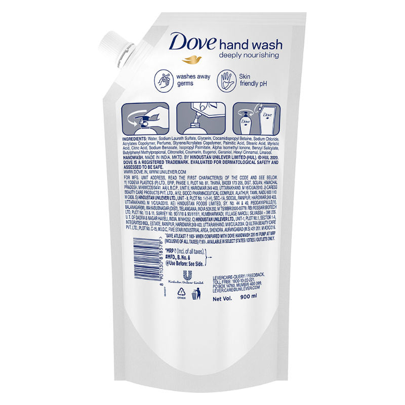 Dove Moisturising Liquid Hand Wash, Refill Gentle, Nourishing Liquid Handwash, 900ml Buy at Indicrest Image 3