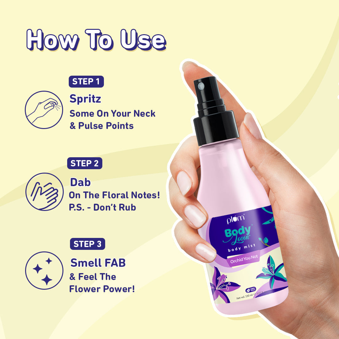 Plum Orchid-You-Not Body Mist by Plum BodyLovin' | Long Lasting | Travel-Friendly | Fresh Floral Fragrance | Perfume Body Spray, 150ml Buy at Indicrest Image 7