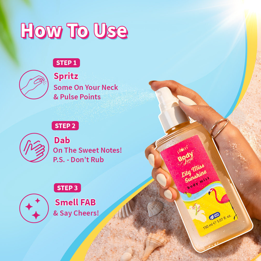 Plum Lily Miss Sunshine Body Mist by Plum BodyLovin' | Long Lasting | Travel-Friendly | Fruity-Floral Fragrance | Perfume Body Spray, 150ml Buy at Indicrest Image 7