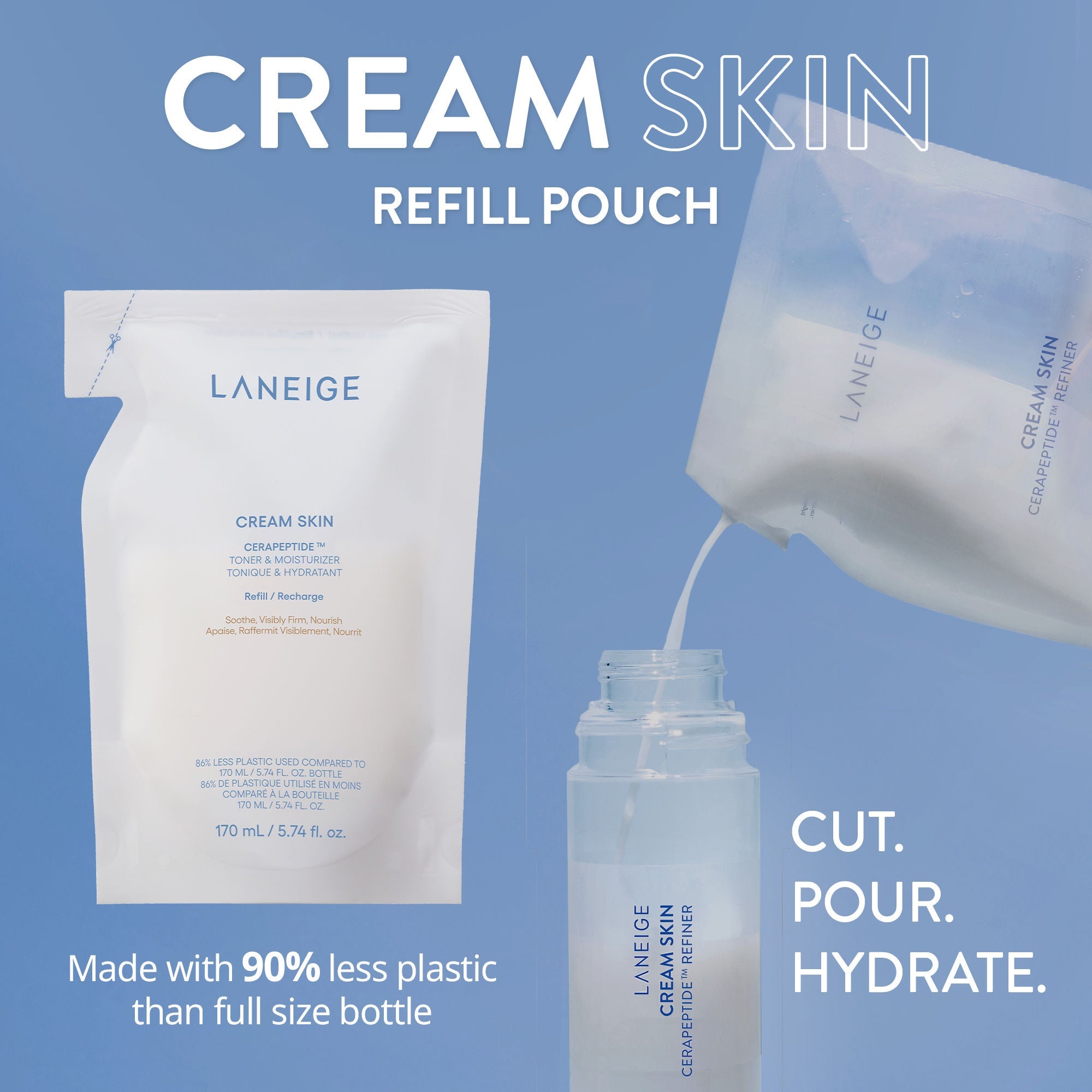 LANEIGE Cream Skin Cerapeptide Toner & Moisturizer Refill, 170ml