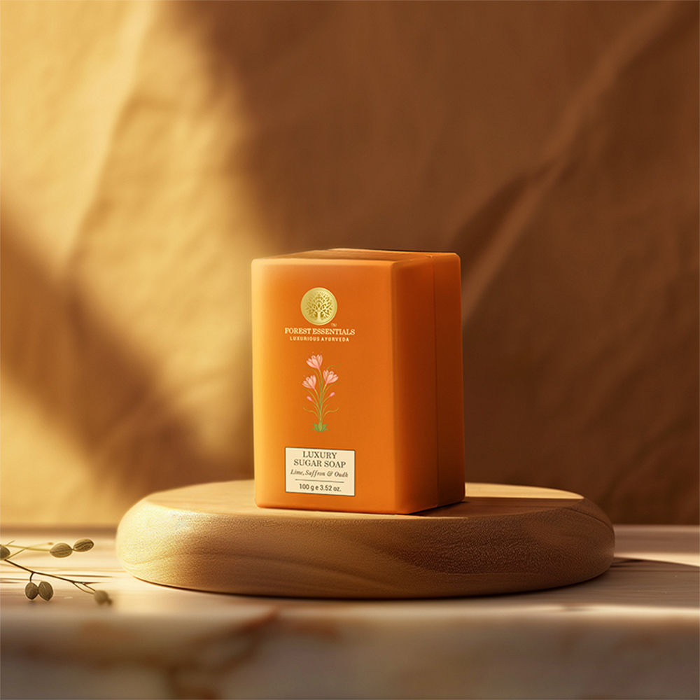 Forest Essentials Lime Saffron & Oudh Ayurvedic Luxury Handmade Soap, 100g