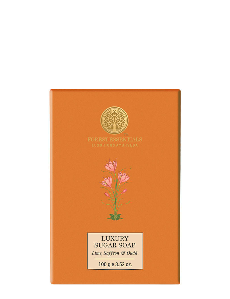 Forest Essentials Lime Saffron & Oudh Ayurvedic Luxury Handmade Soap, 100g