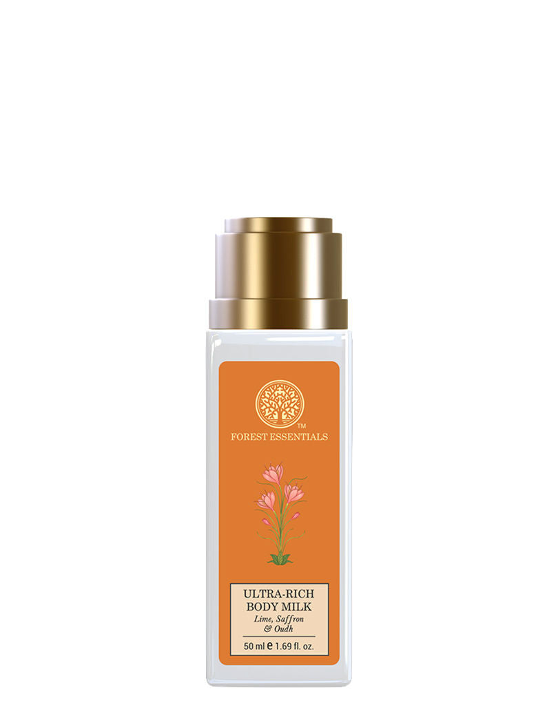 Forest Essentials Ultra-Rich Body Milk Lime Saffron & Oudh - Ayurvedic Moisturising Body Lotion, 50ml