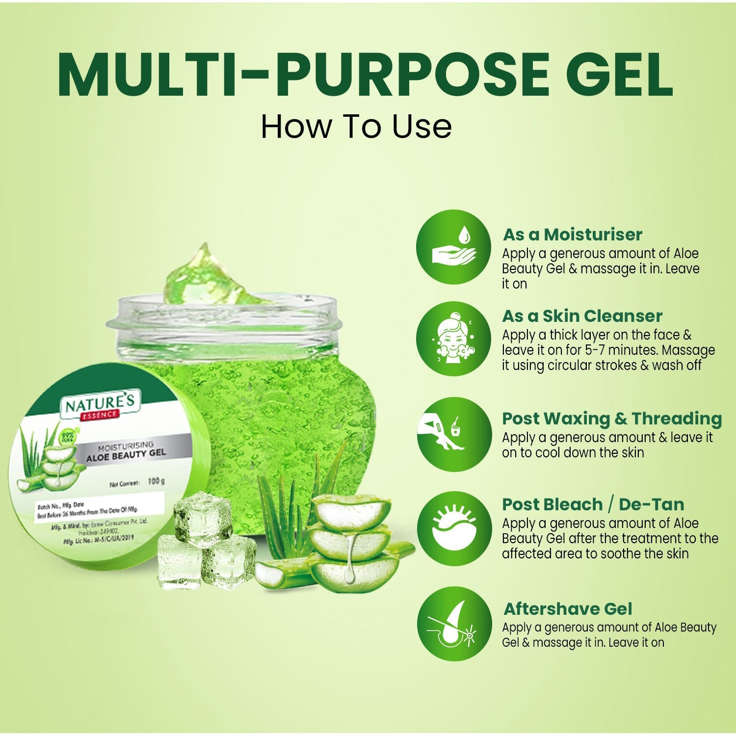 Nature's Essence Moisturising Aloe Beauty Gel, 100g Buy at Indicrest Image 7