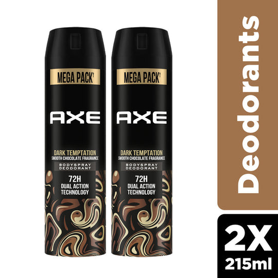 Axe Dark Temptation Long Lasting Deodorant Body Spray Combo - 2 units, Each 215ml Buy at Indicrest