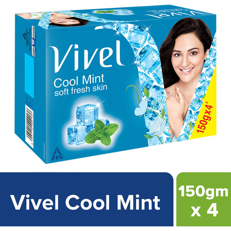 Vivel Cool Mint, Soft Fresh Skin Soap (Pack of 4), 150g Each Buy at Indicrest
