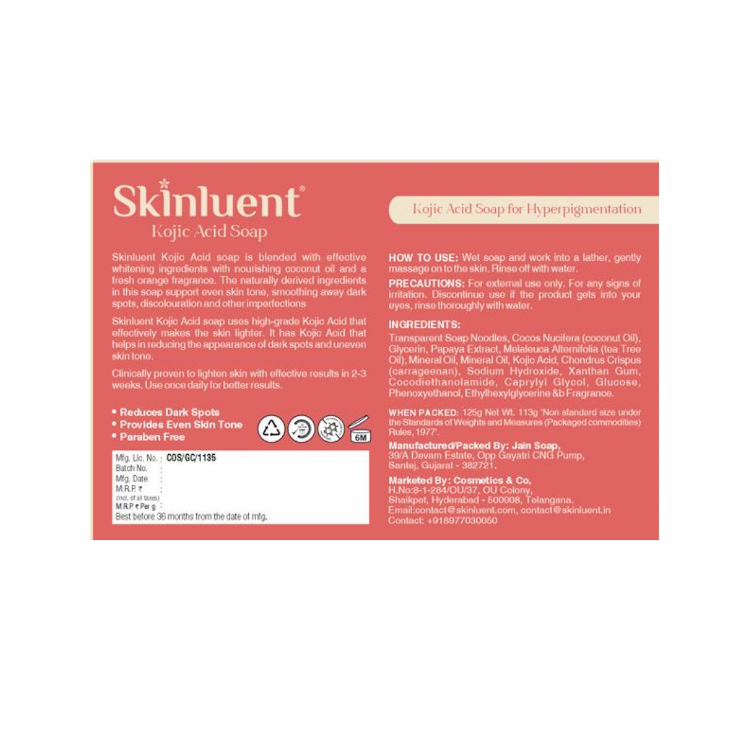 Skinluent Kojic Acid Face & Body Soap Bar, 125g Buy at Indicrest Image 7
