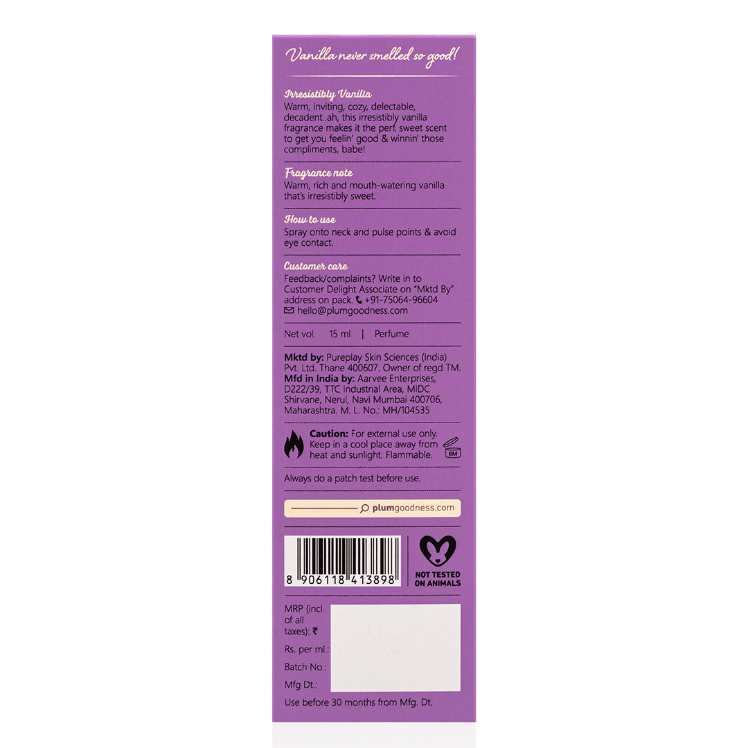 Plum Vanilla Vibes Eau De Parfum (Perfume) by Plum BodyLovin' | Long Lasting | Travel-Friendly | Warm Vanilla Fragrance | Luxury Perfume, 15ml Buy at Indicrest Image 14