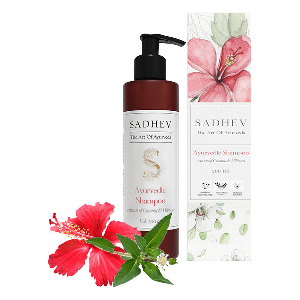 Sadhev Ayurvedic Shampoo - Coconut & Hibiscus, 200ml, Buy from Indicrest