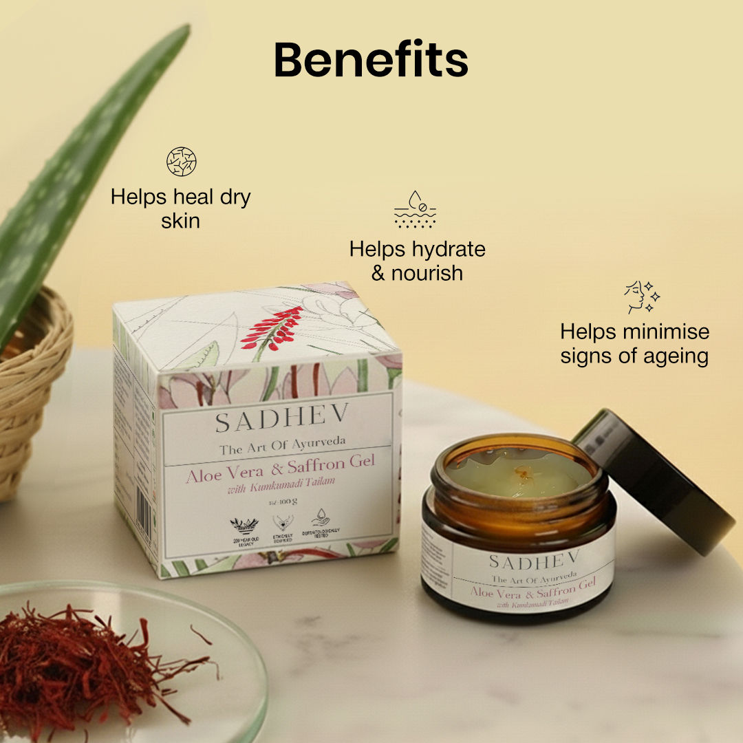 SADHEV Aloe Vera Gel With Saffron And Kumkumadi Thailam, 50g