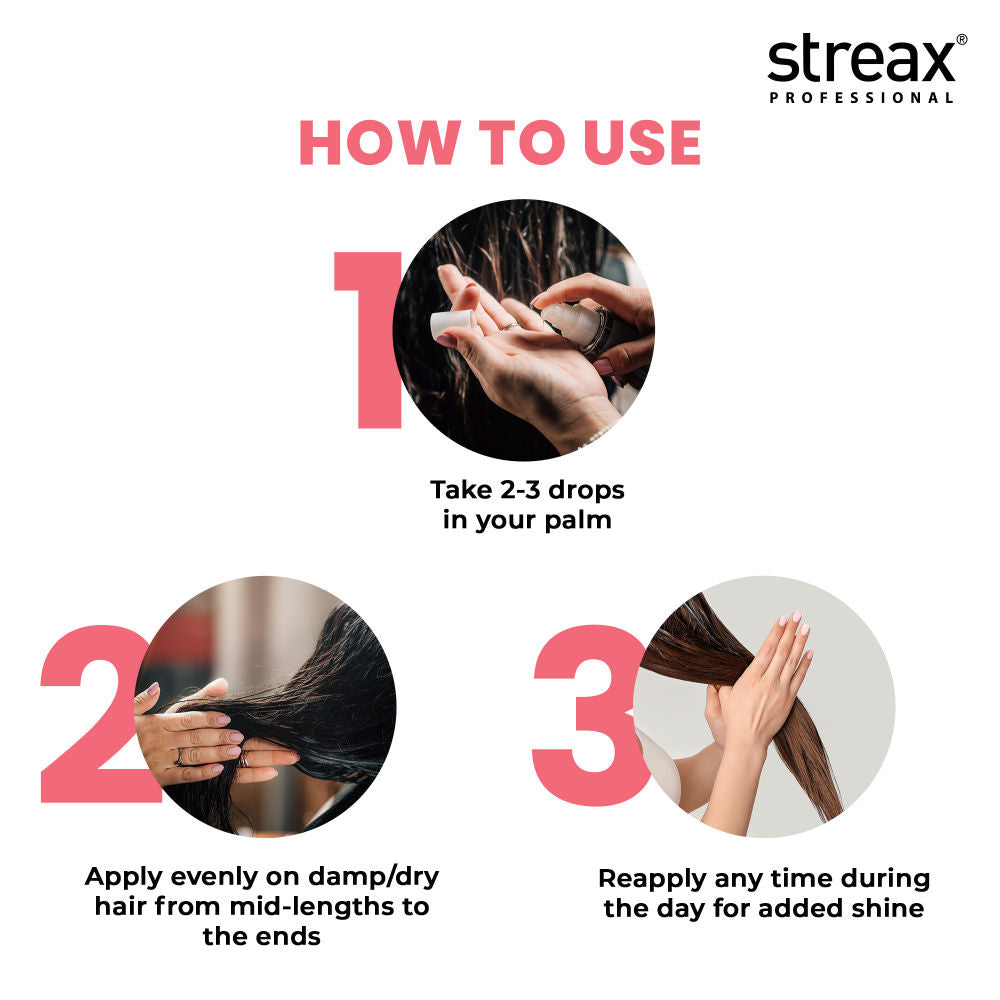 Streax Professional Argan Secrets Hair Serum For Colour -Treated Hair Enriched With Argan Oil, 100ml Buy at Indicrest Image 5