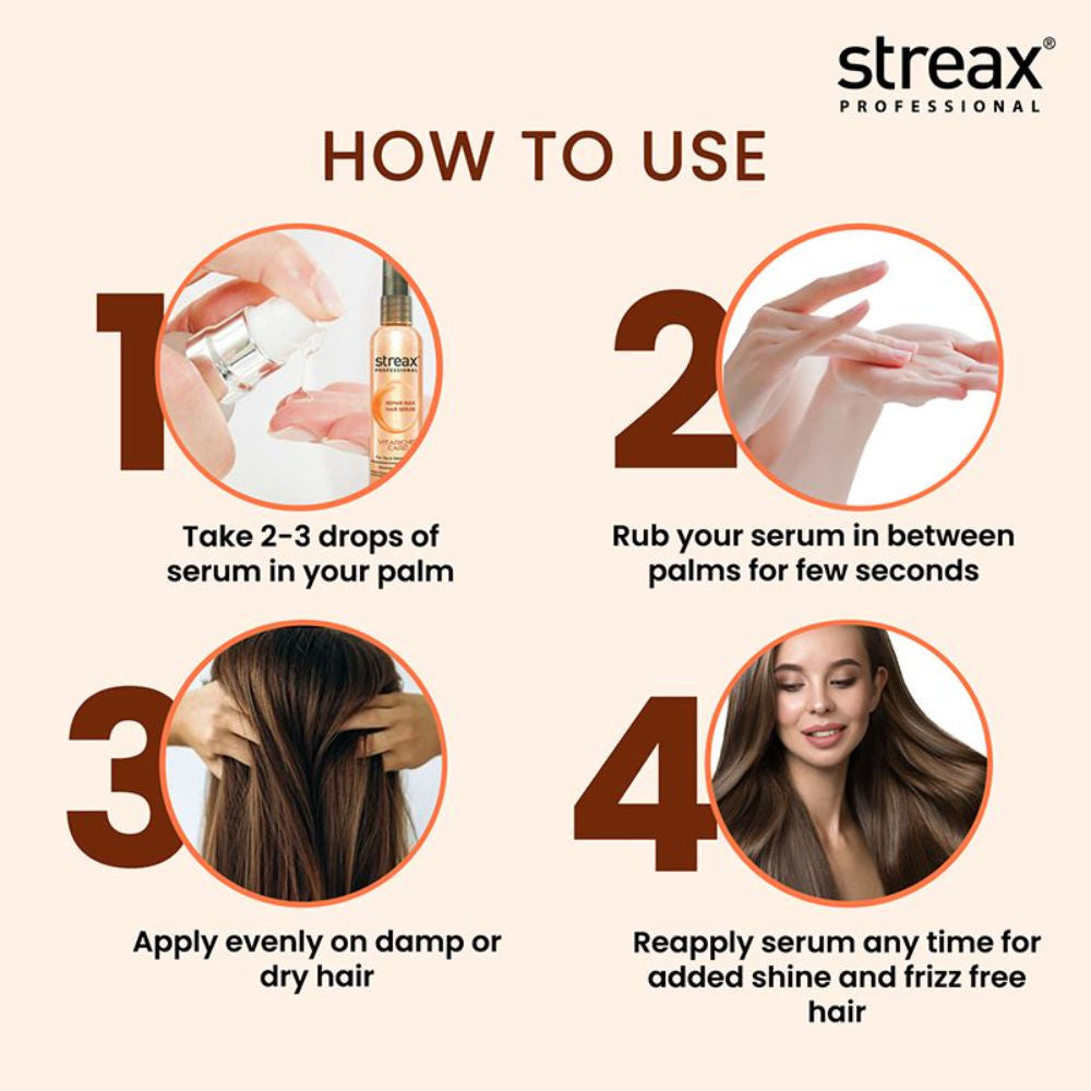 Streax Professional Vitariche Care Repair Max Hair Serum, 100ml Buy at Indicrest Image 5
