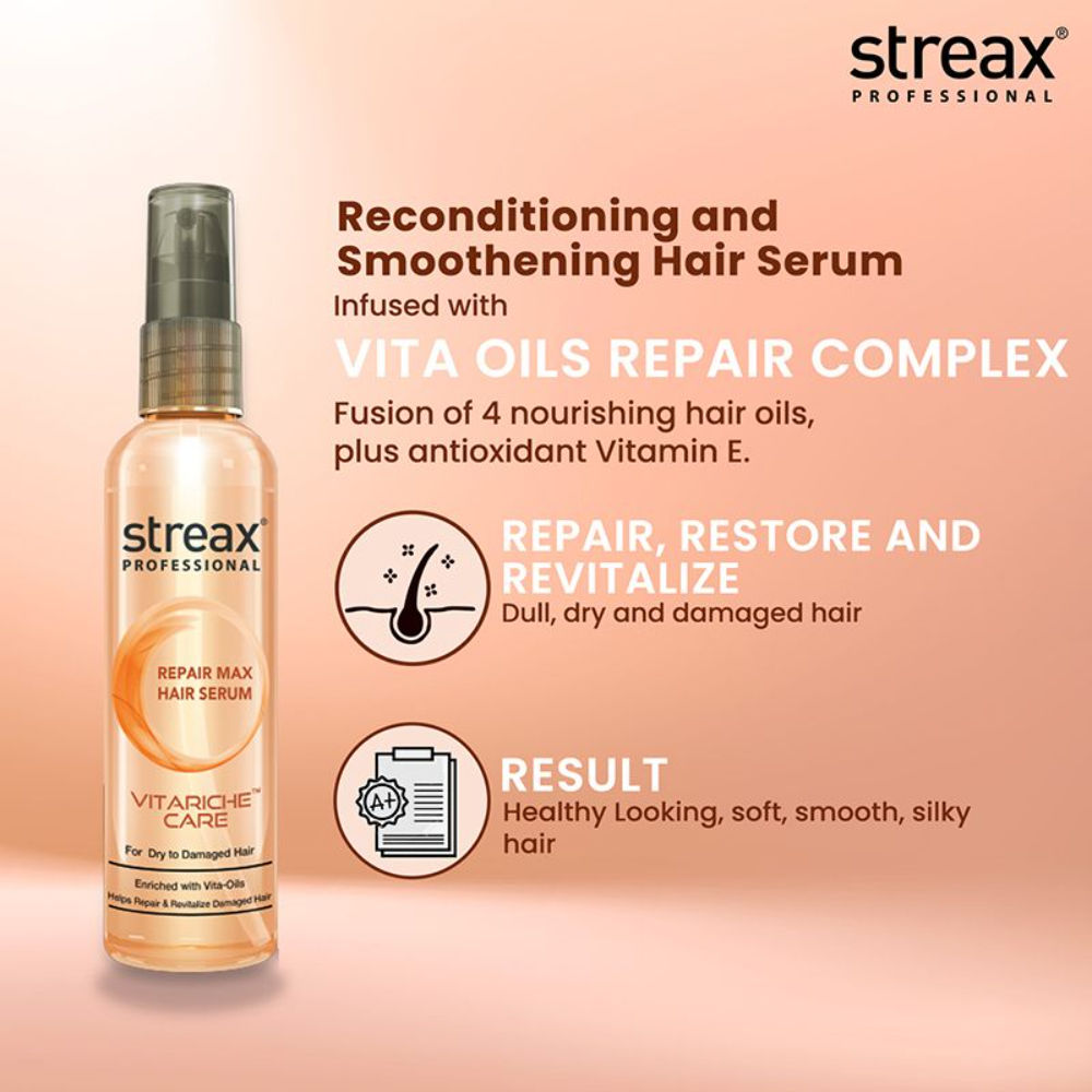 Streax Professional Vitariche Care Repair Max Hair Serum, 100ml Buy at Indicrest Image 8