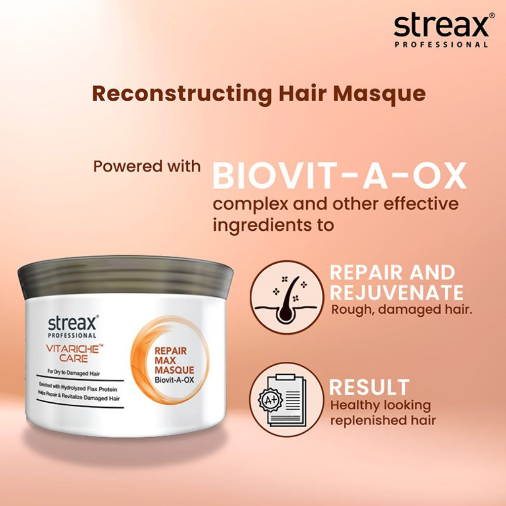 Streax Professional Vitariche Care Repair Max Hair Masque For Healthy Hair, 500g Buy at Indicrest Image 9