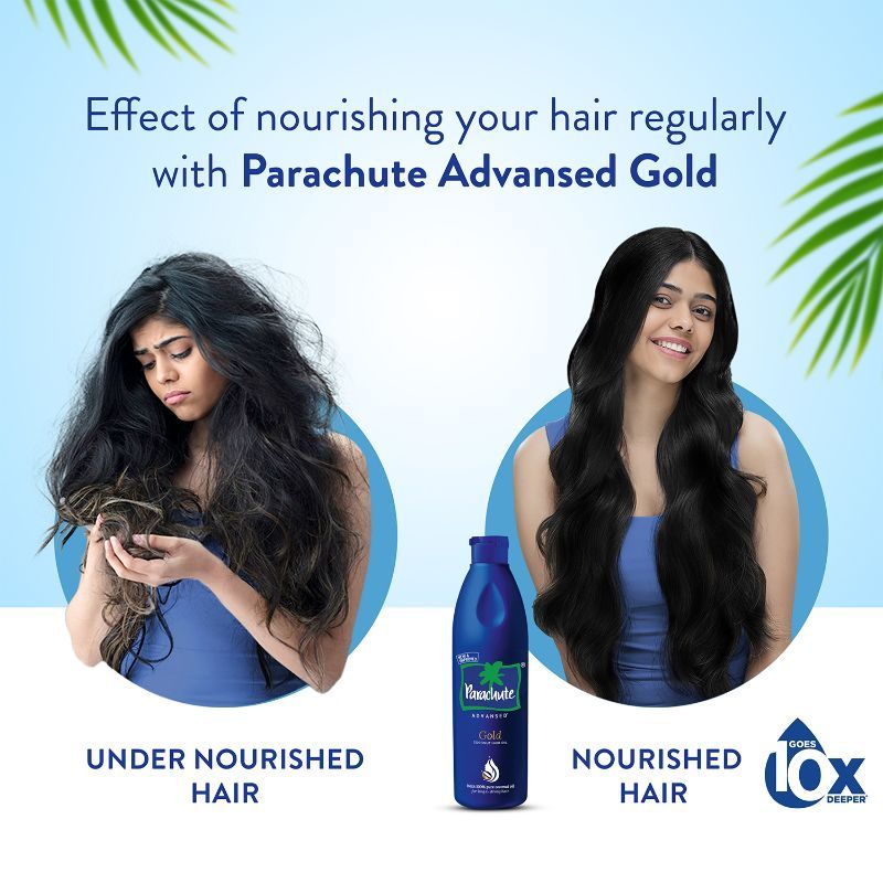 Parachute Advansed Gold Coconut Hair Oil With Vitamin-E For Long, Strong & Gorgeous Hair, 400ml Buy at Indicrest Image 4