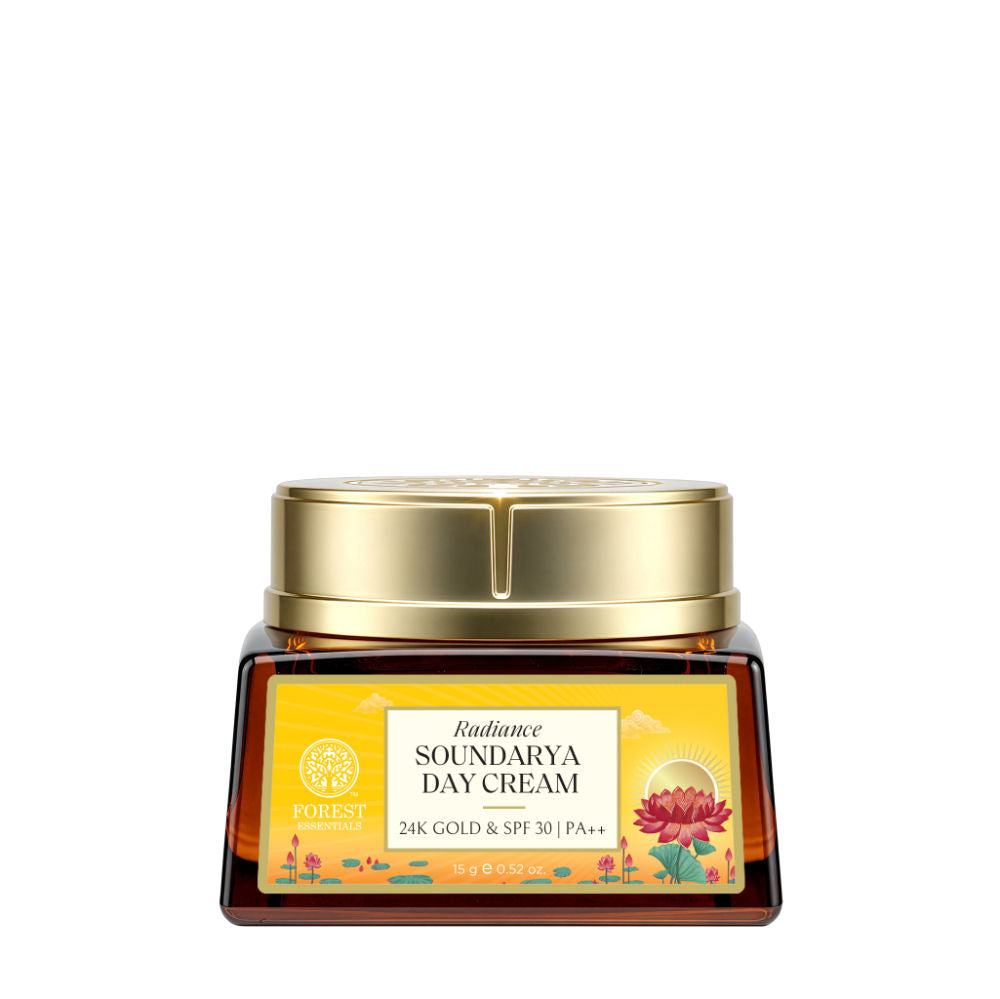 Forest Essentials Soundarya Radiance Day Cream with 24K Gold & SPF 30 PA++, 15g, Buy from Indicrest