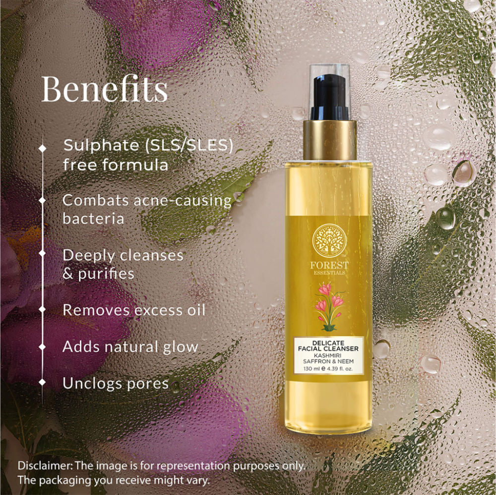 Forest Essentials Delicate Facial Cleanser with Saffron & Neem - Ayurvedic Face Wash For Oily Skin, 50ml