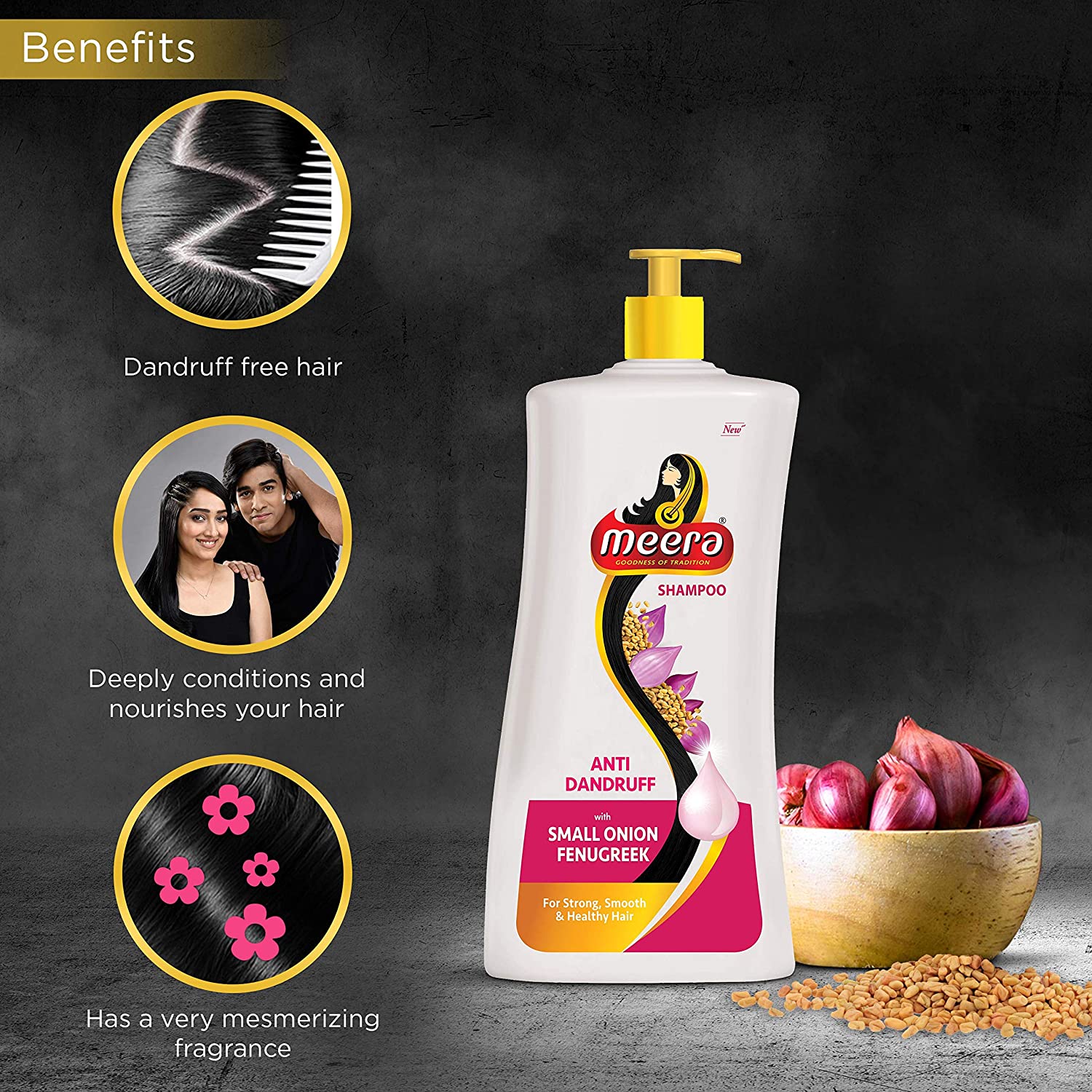 Meera Anti-Dandruff Shampoo, 340ml Buy at Indicrest Image 3