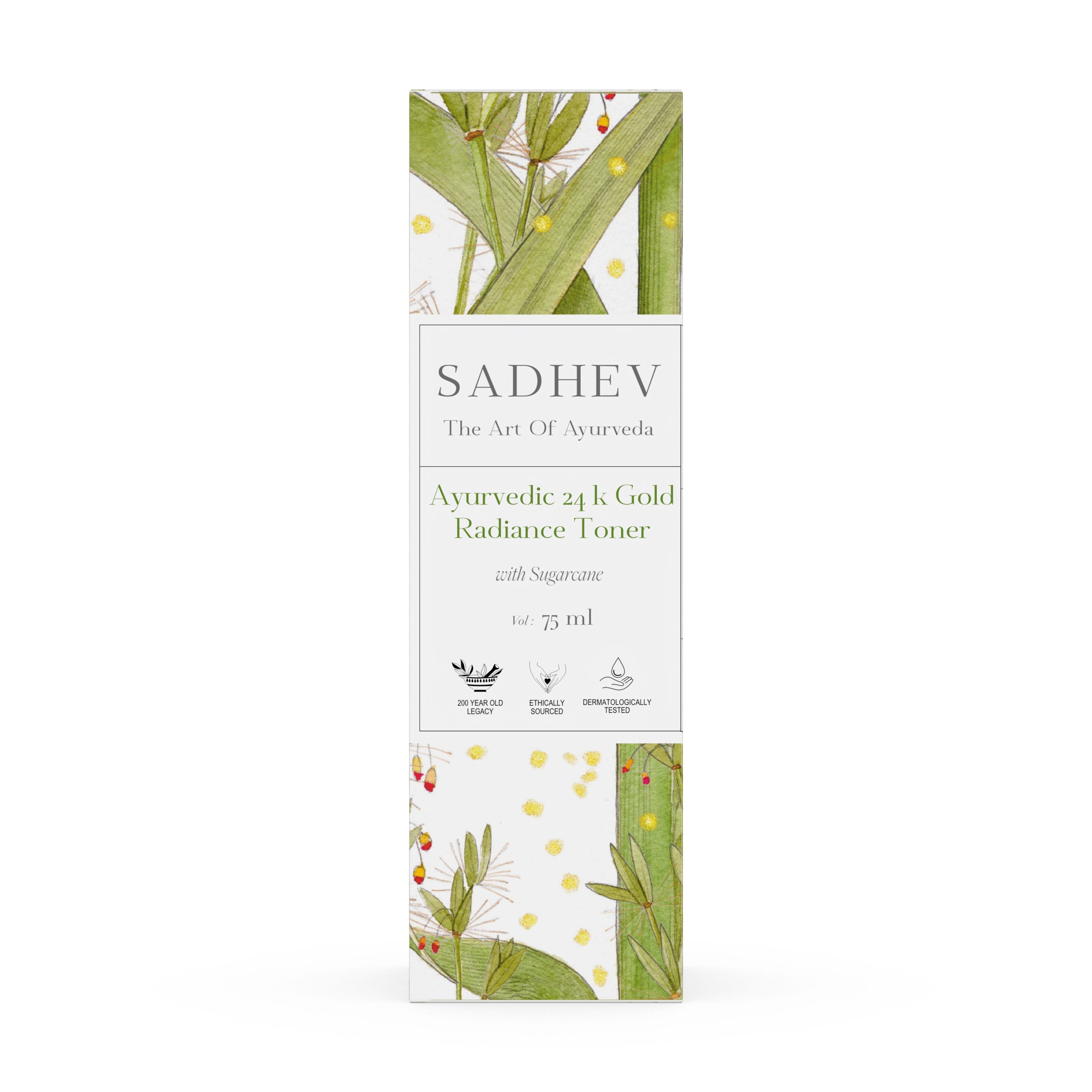 SADHEV Ayurveda Ayurvedic Radiance Toner with Swar Bhasma & Sugarcane, 75ml
