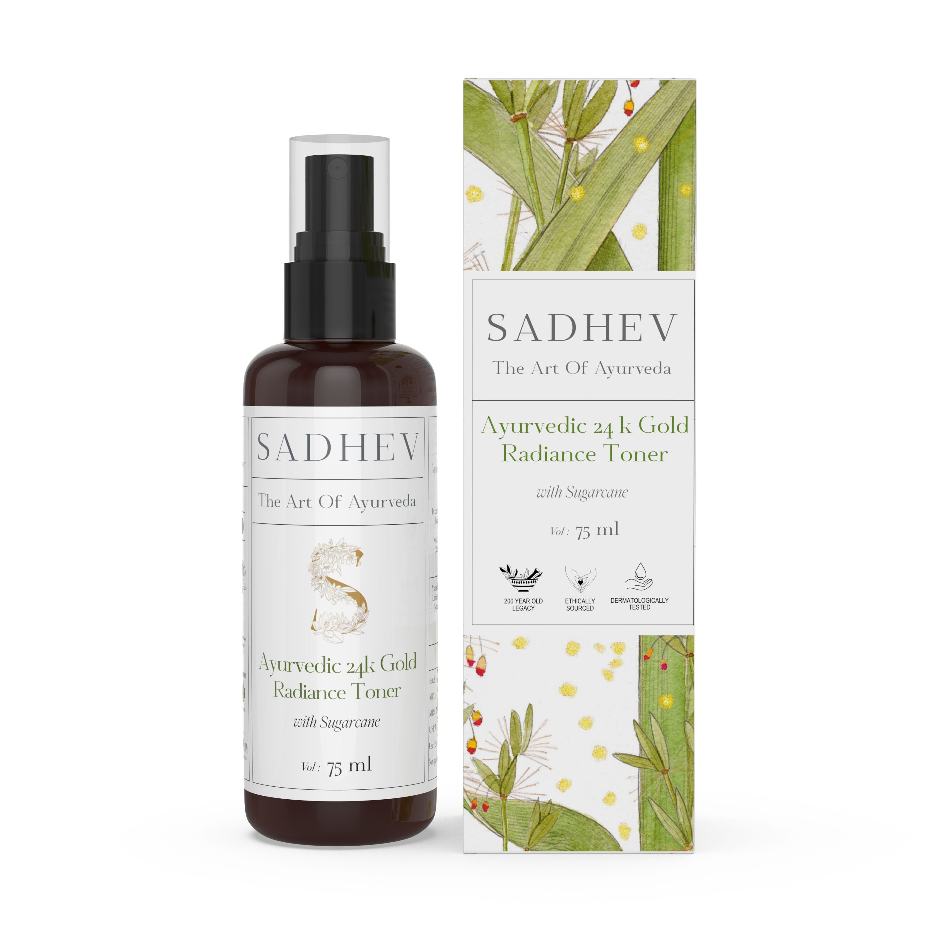 SADHEV Ayurveda Ayurvedic Radiance Toner with Swar Bhasma & Sugarcane, 75ml, Buy from Indicrest