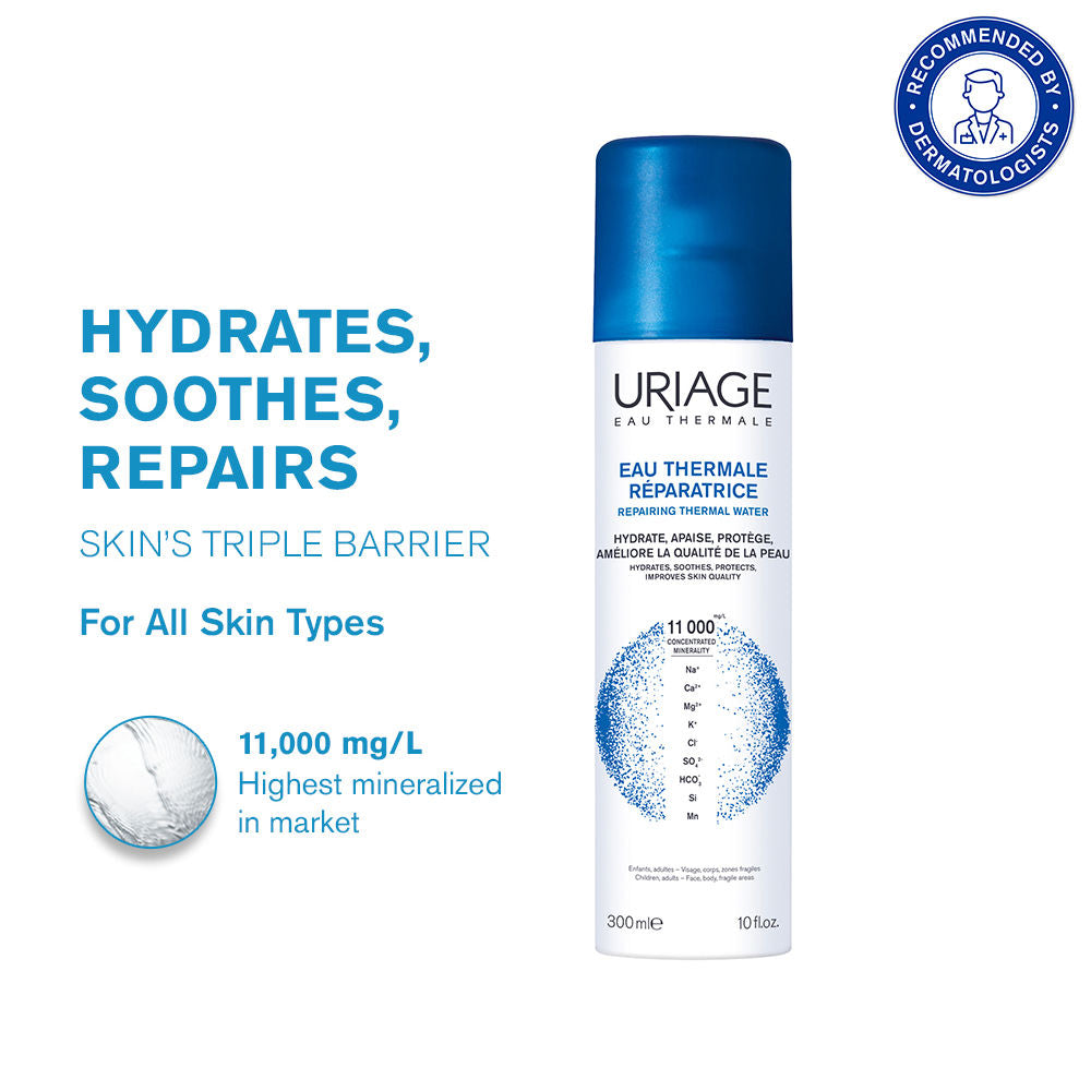 Uriage Thermal Water Mineralized Face Toner Mist Pure Natural Hydrates Soothes Repairs Skin Barrier, 300ml, Buy from Indicrest